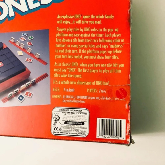 Vintage 1995 UNO Madness Game by Mattel Complete - Picture 14 of 16